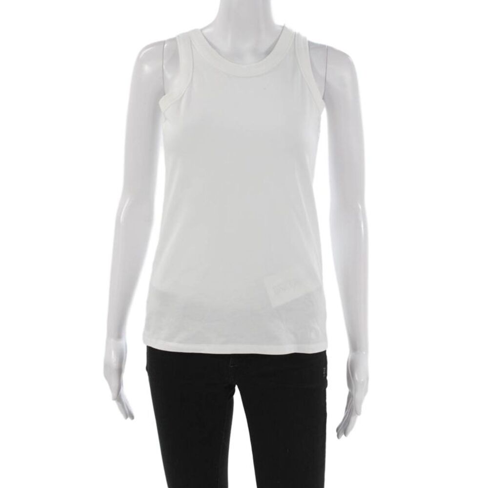Loulou Studio Women Basic Sleeveless Pima Cotton Tank White Round Neck Size XS